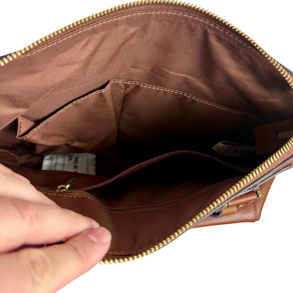 Fossil Tan Cow Hide Leather Jacqueline Crossbody or Tote Bag Purse Boho - Picture 7 of 11